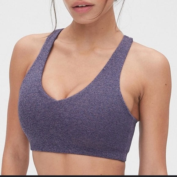 Gap Fit Low Support Ribbed Racerback Sports Bra in Brushed Tech Jersey - Picture 1 of 4